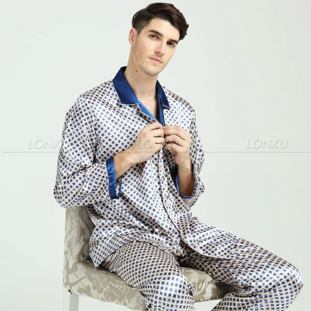 Mens Silk Satin Pajamas Set