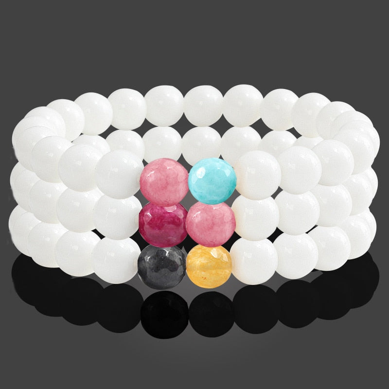 Fashion 8MM White Women Bracelets - Shopeasywear