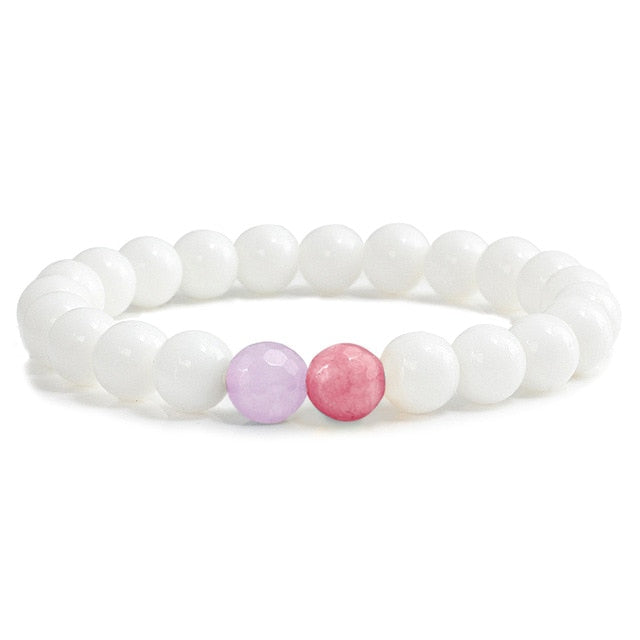 Fashion 8MM White Women Bracelets - Shopeasywear