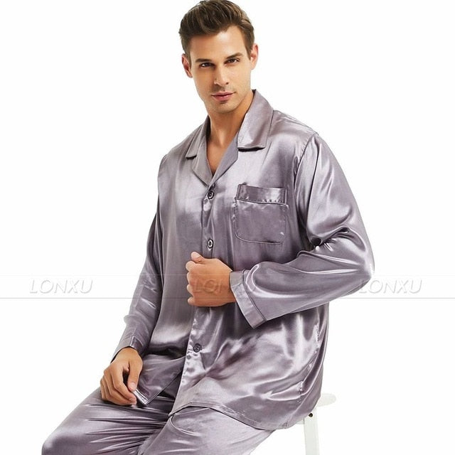 Men's Silk Satin Pajamas Set