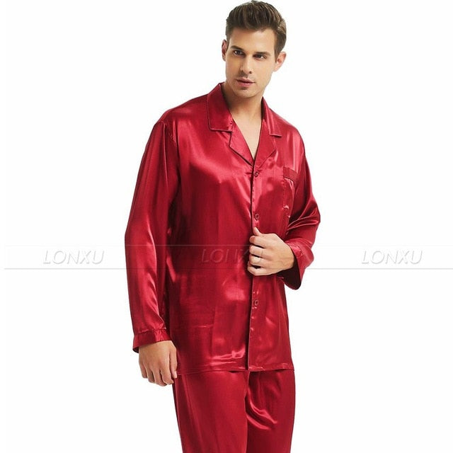 Men's Silk Satin Pajamas Set