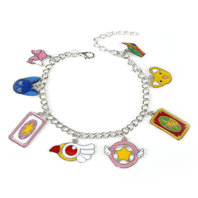 Cartoon Anime Sailor Moon Charm Bracelet Cardcaptor Sakura Flower Pearls Chain Wristlet Bangle Cosplay Gifts for Women Girl Kid - Shopeasywear