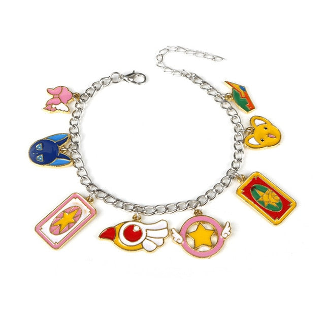 Cartoon Anime Sailor Moon Charm Bracelet Cardcaptor Sakura Flower Pearls Chain Wristlet Bangle Cosplay Gifts for Women Girl Kid - Shopeasywear