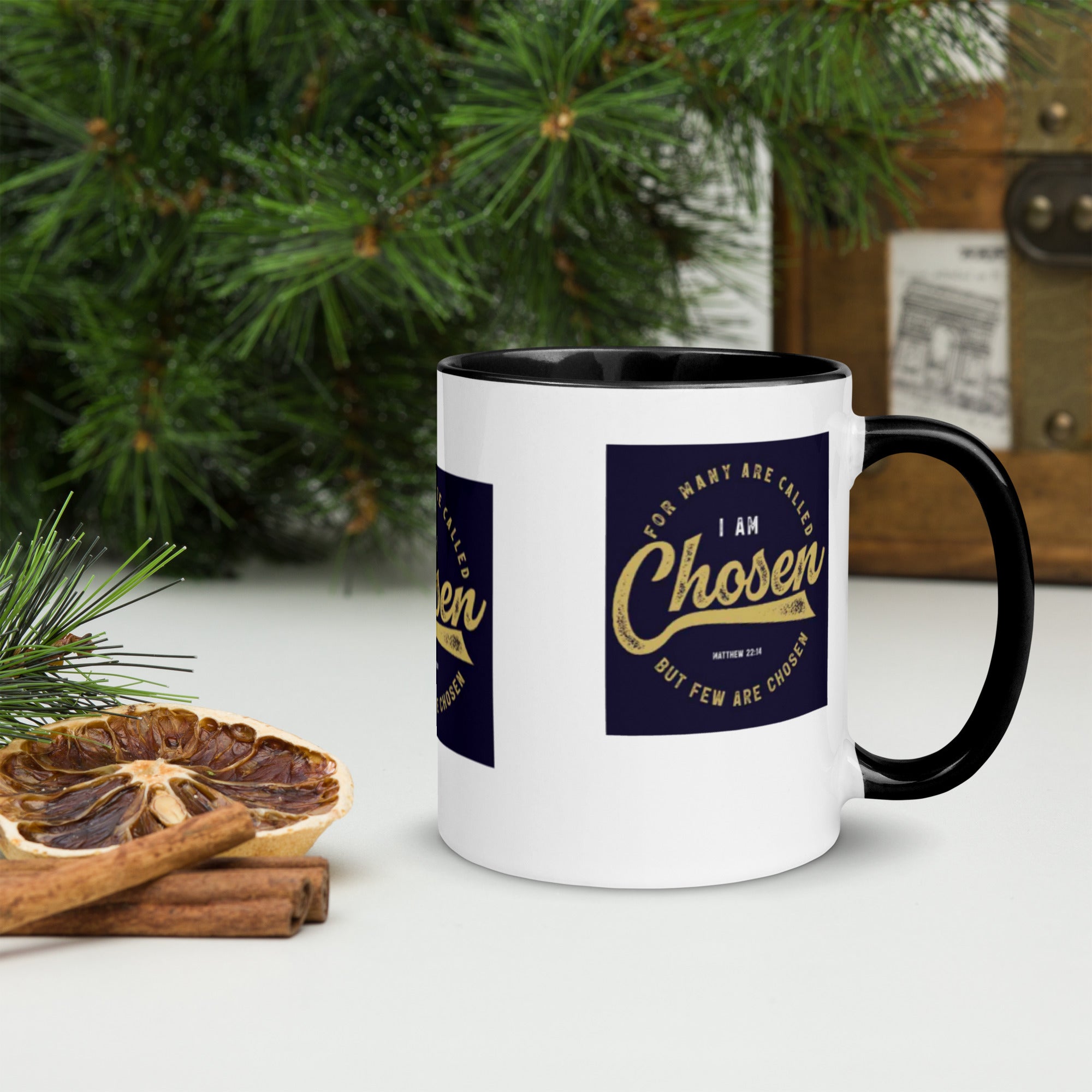 Custom Religious Coffee Mug with Color yellow gold  Inside