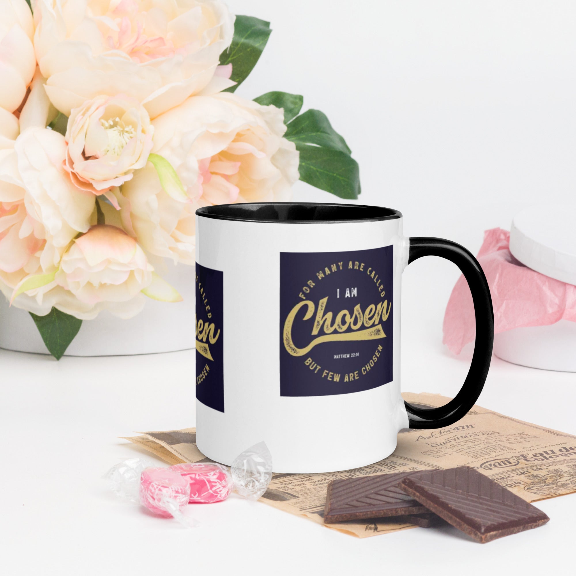 Custom Religious Coffee Mug with Color yellow gold  Inside