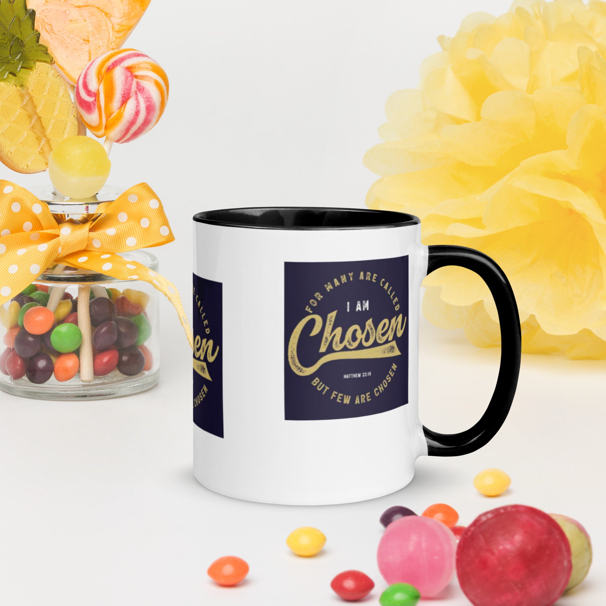 Custom Religious Coffee Mug with Color yellow gold  Inside