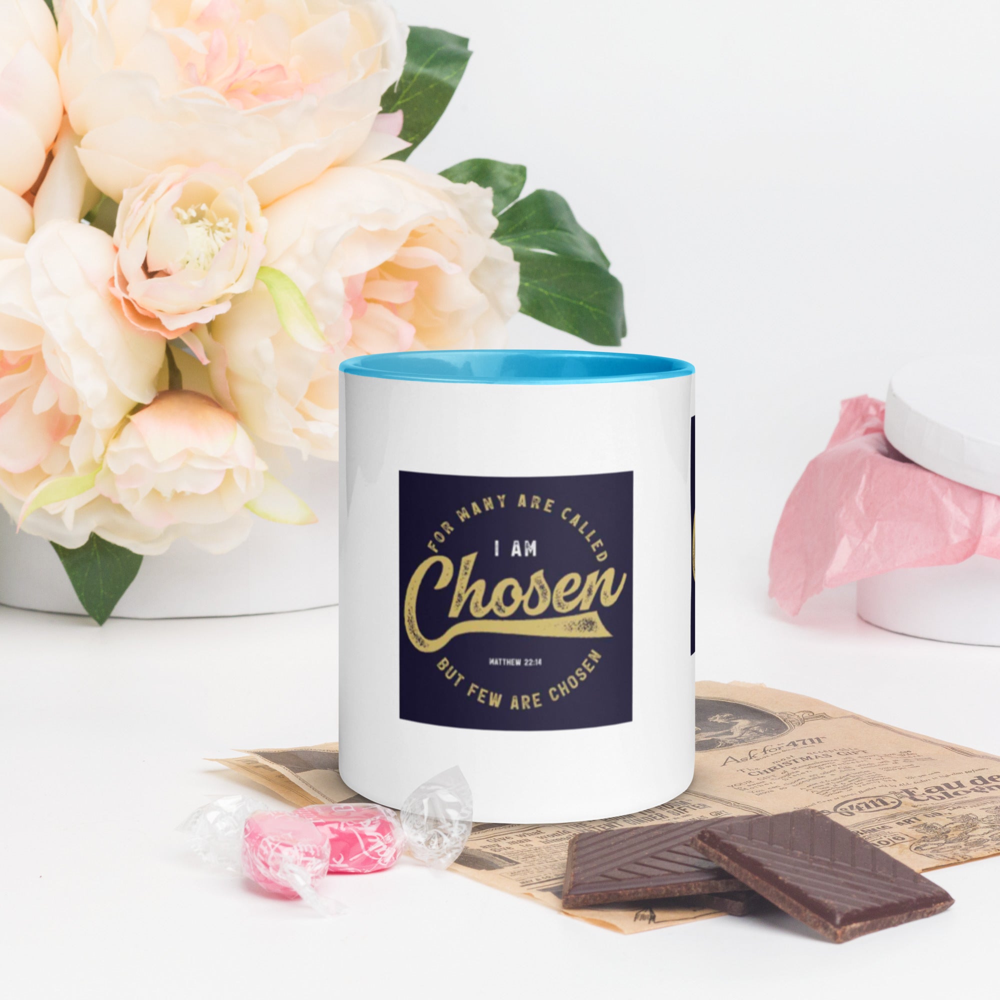 Custom Religious Coffee Mug with Color yellow gold  Inside