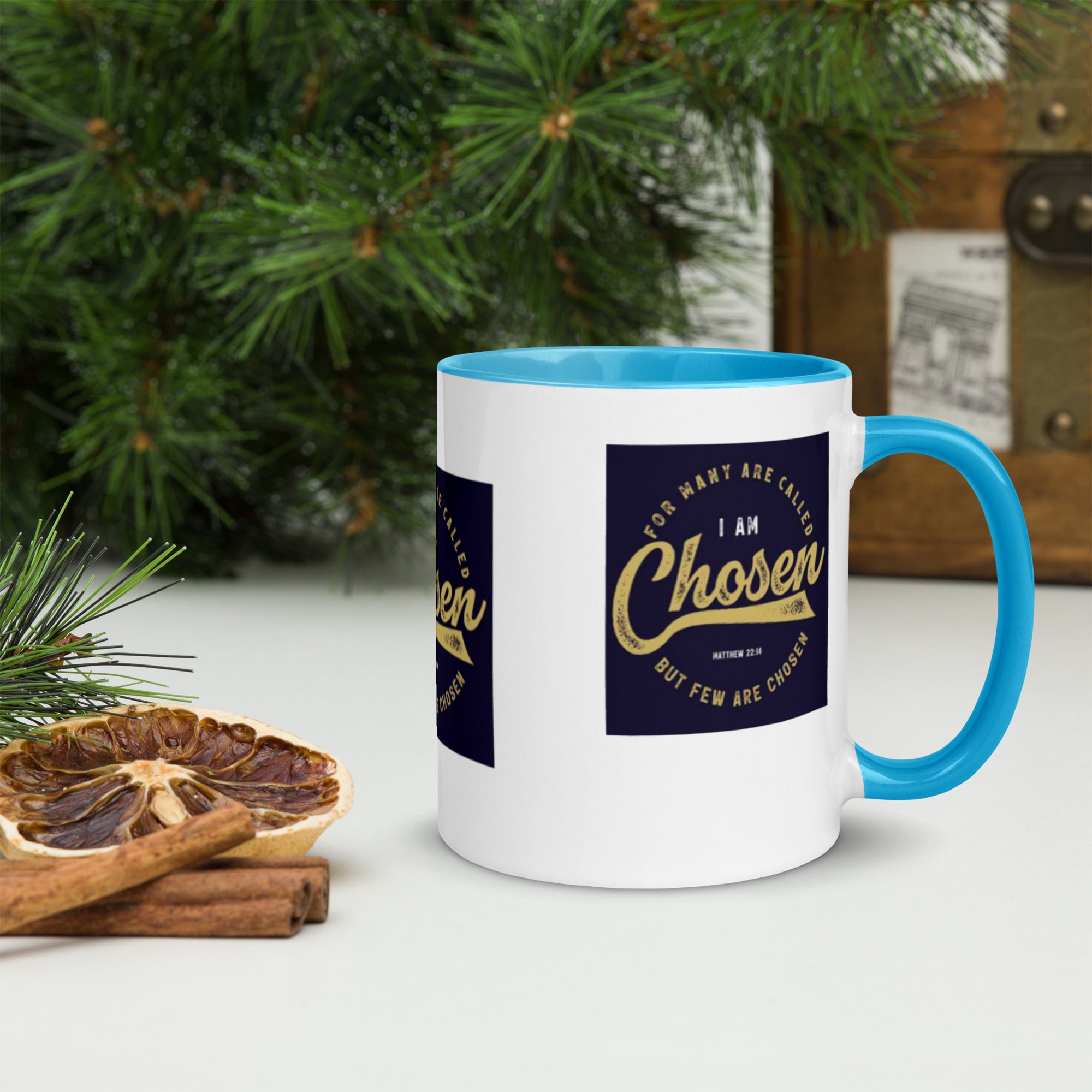 Custom Religious Coffee Mug with Color yellow gold  Inside