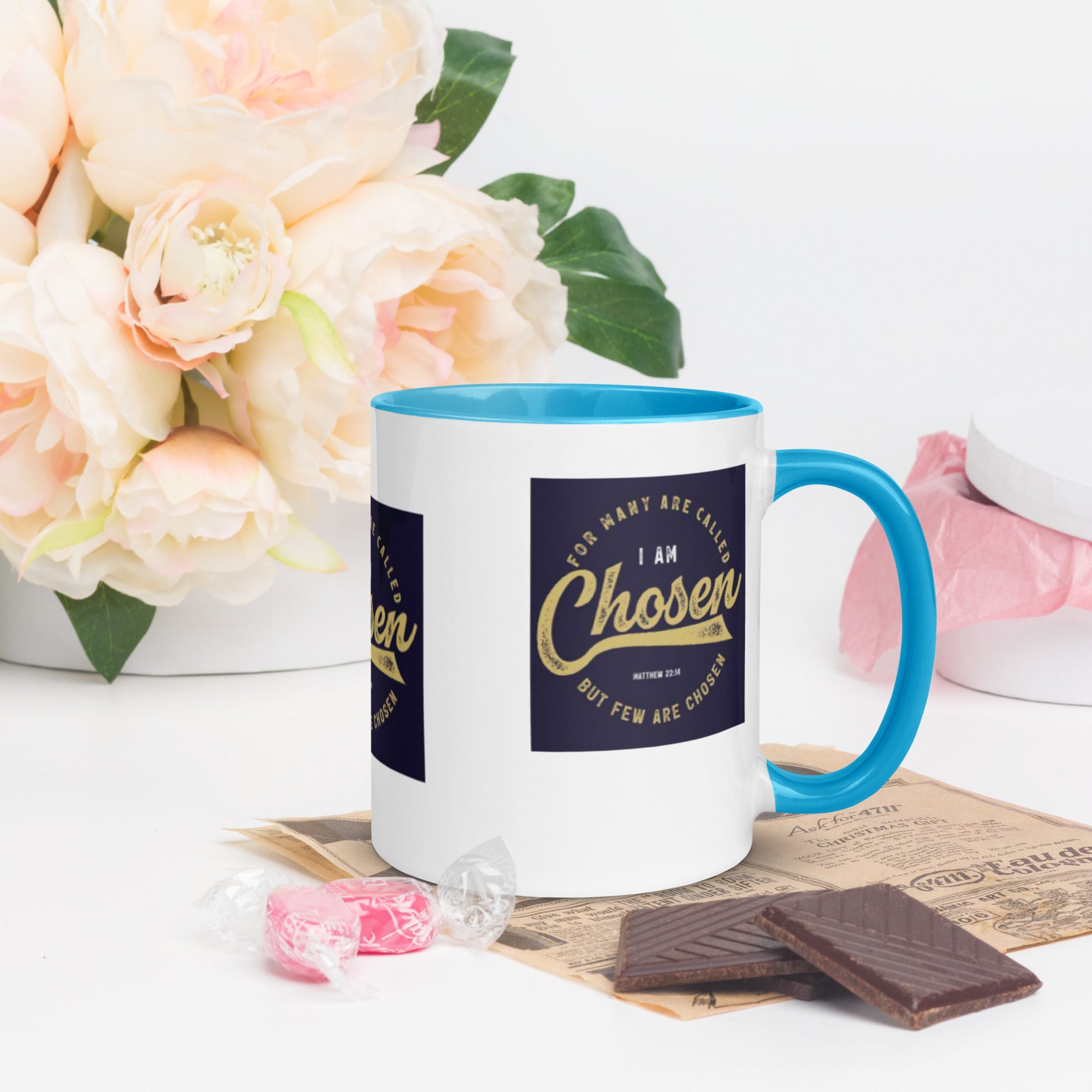 Custom Religious Coffee Mug with Color yellow gold  Inside