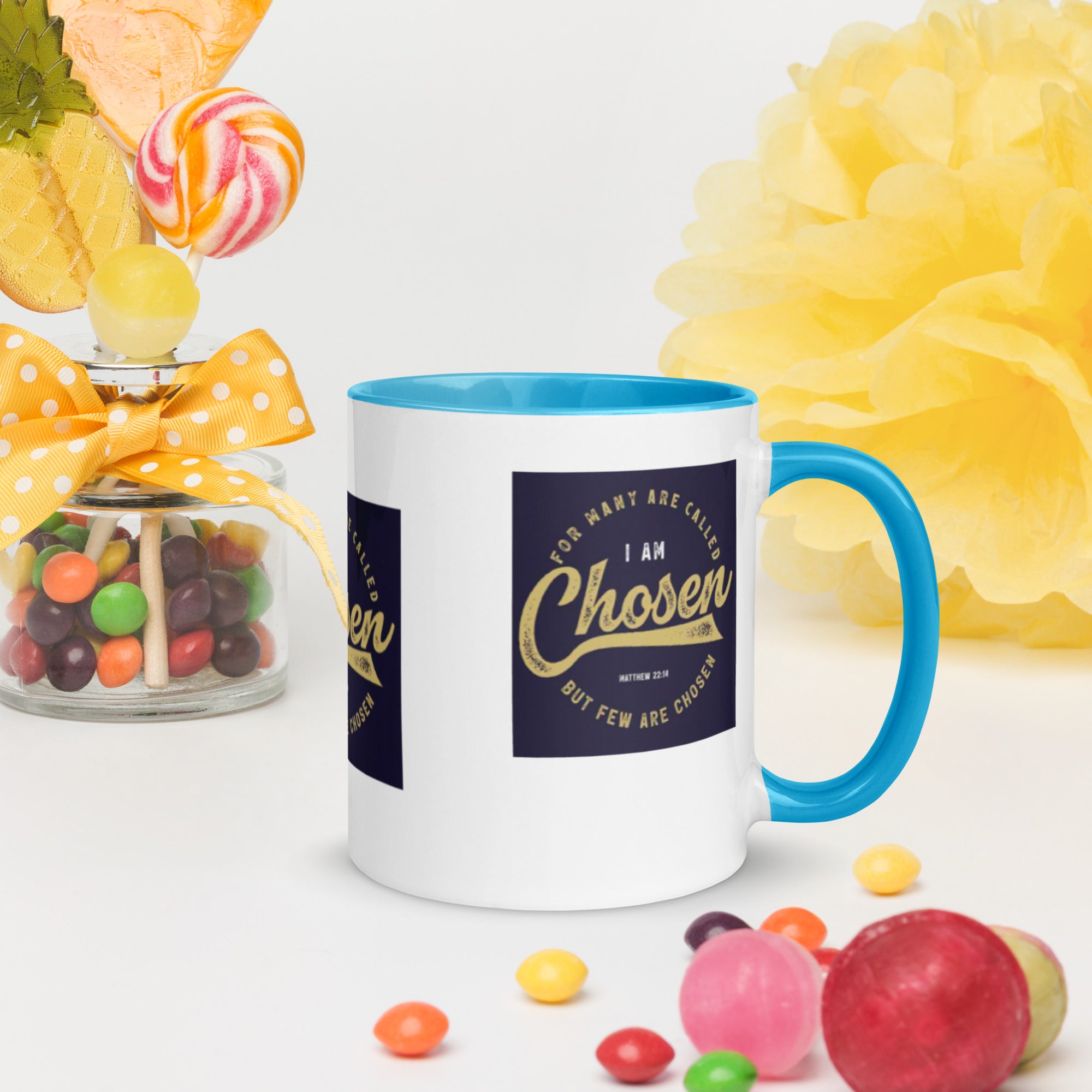 Custom Religious Coffee Mug with Color yellow gold  Inside