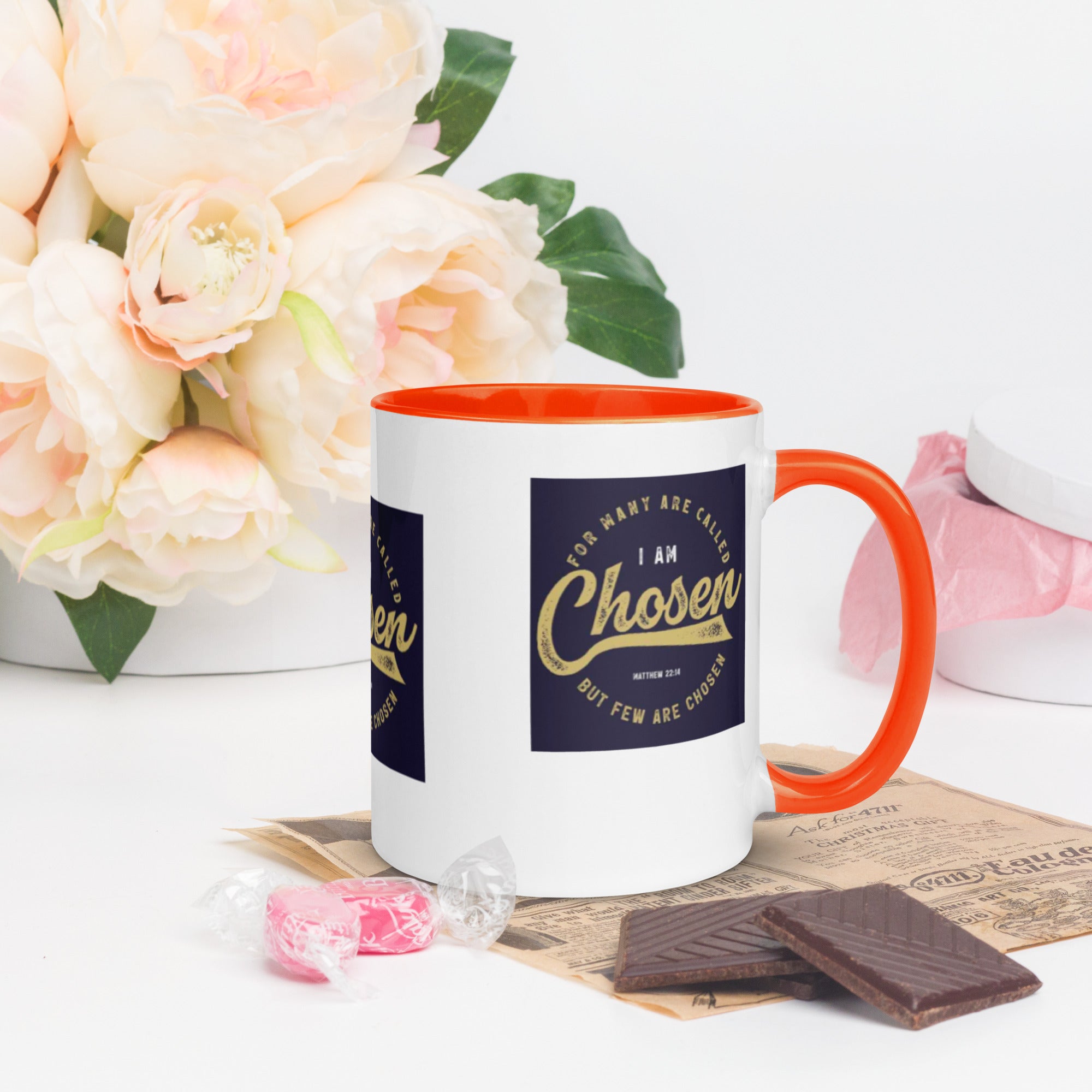 Custom Religious Coffee Mug with Color yellow gold  Inside