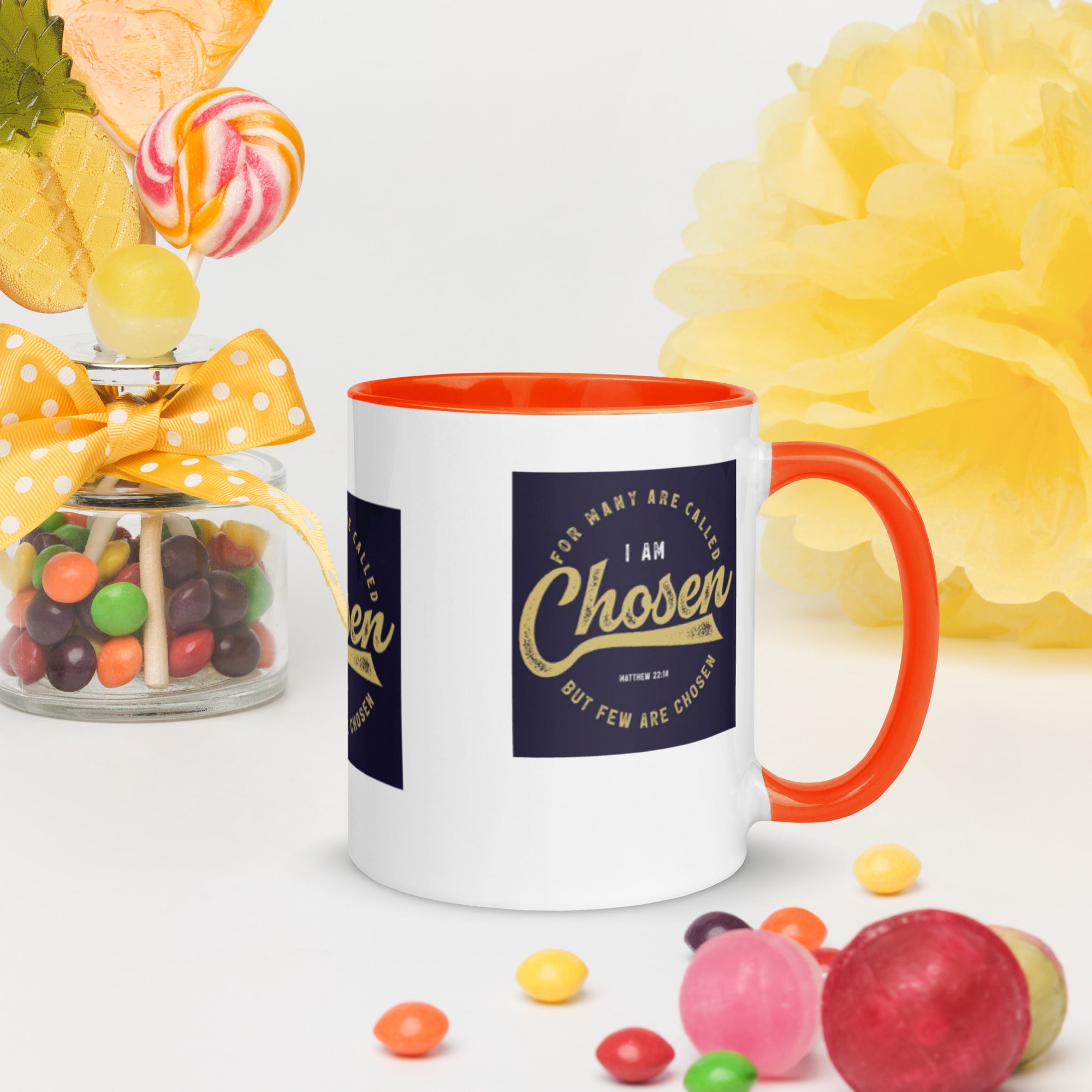 Custom Religious Coffee Mug with Color yellow gold  Inside