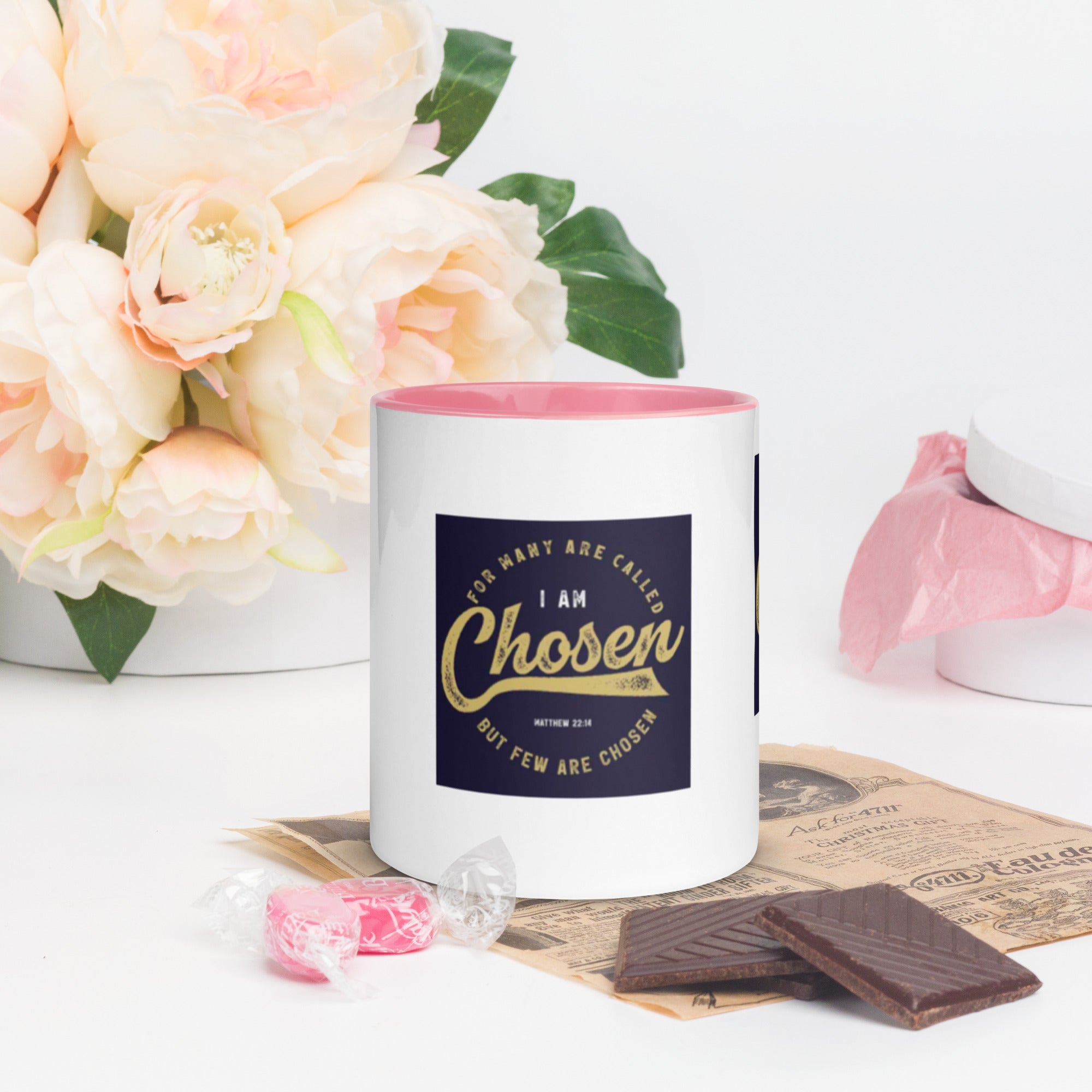 Custom Religious Coffee Mug with Color yellow gold  Inside