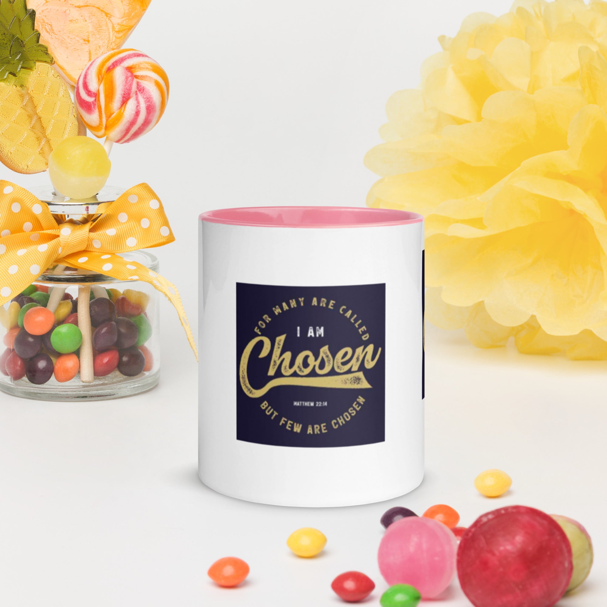 Custom Religious Coffee Mug with Color yellow gold  Inside