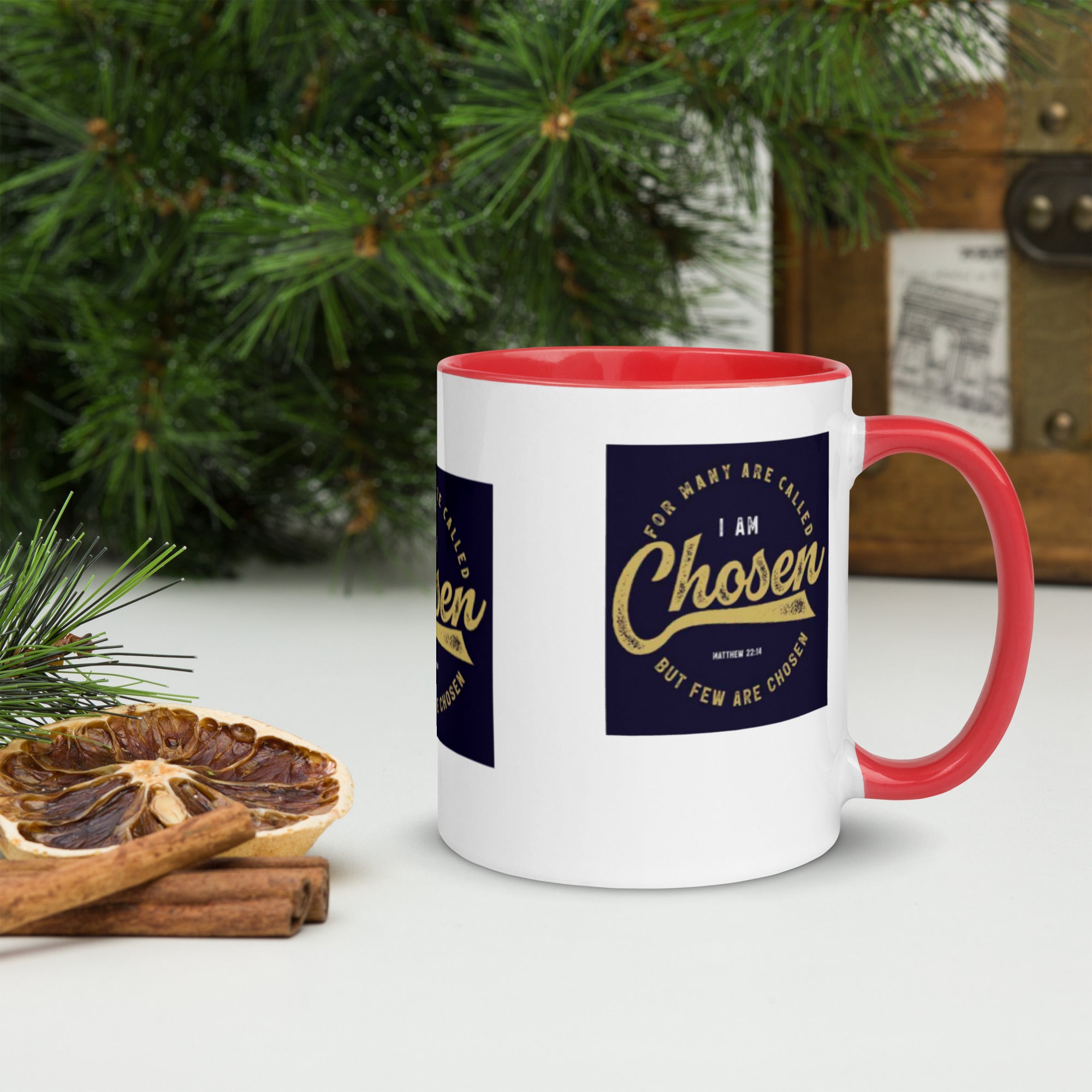 Custom Religious Coffee Mug with Color yellow gold  Inside