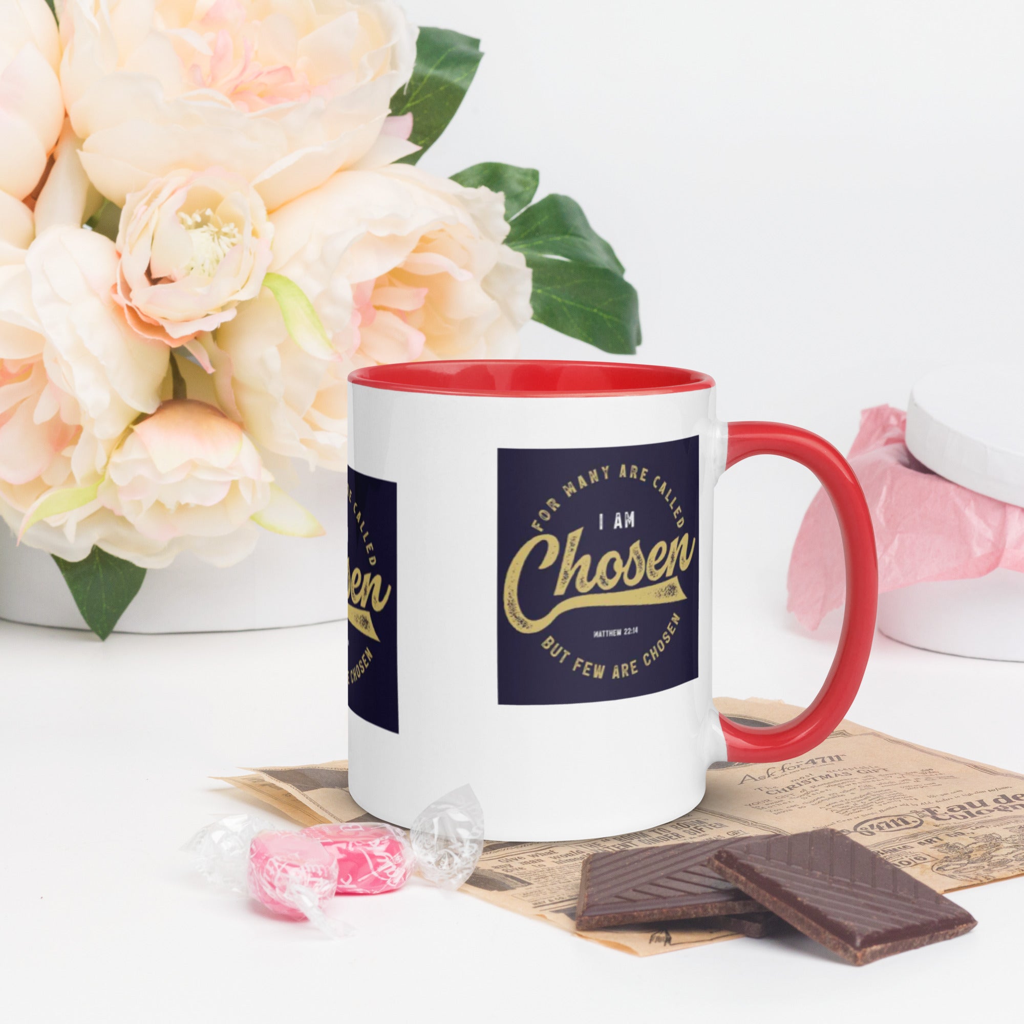 Custom Religious Coffee Mug with Color yellow gold  Inside