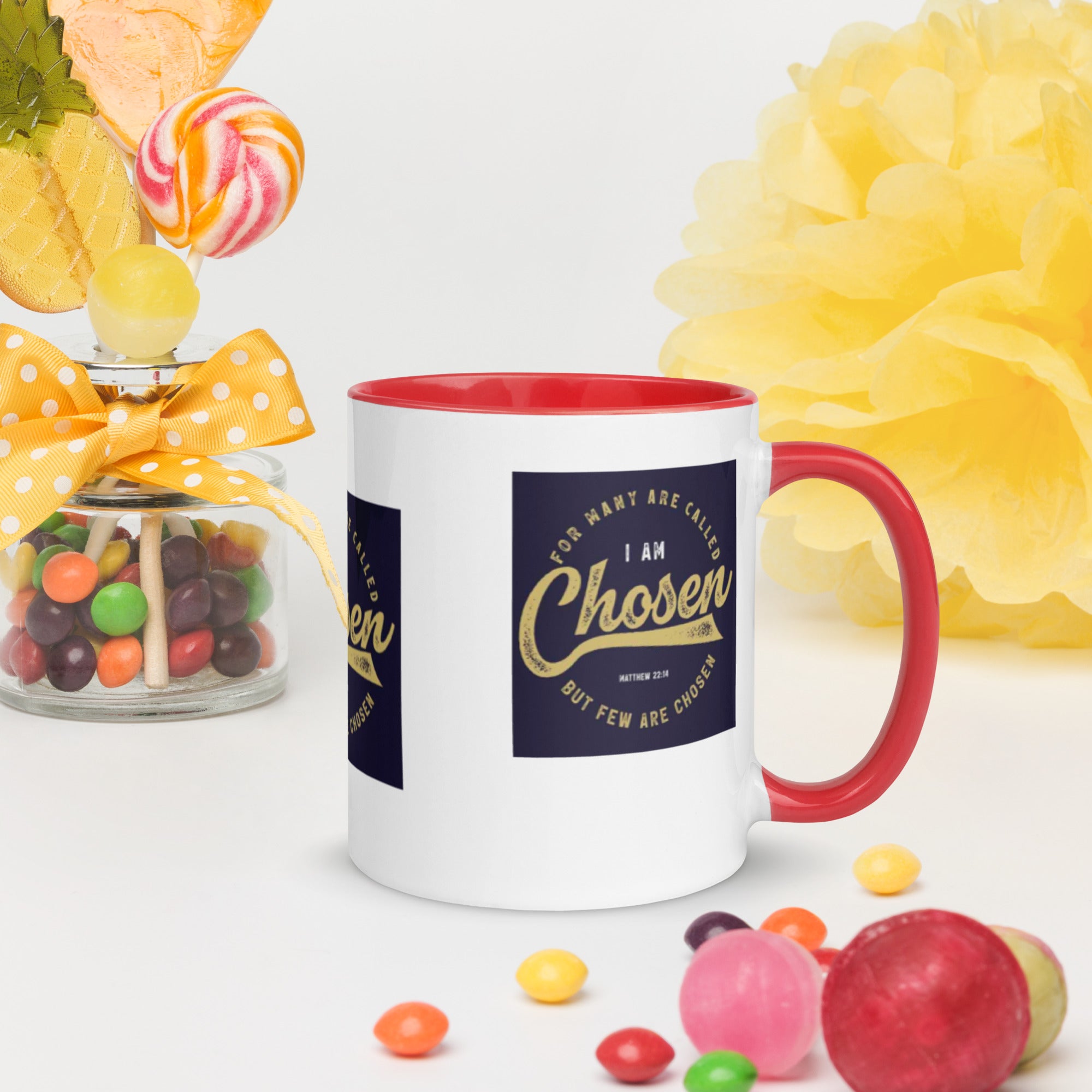 Custom Religious Coffee Mug with Color yellow gold  Inside