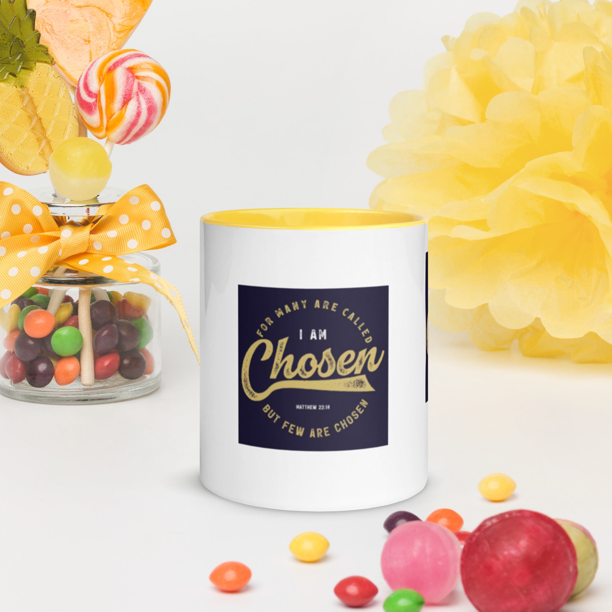 Custom Religious Coffee Mug with Color yellow gold  Inside