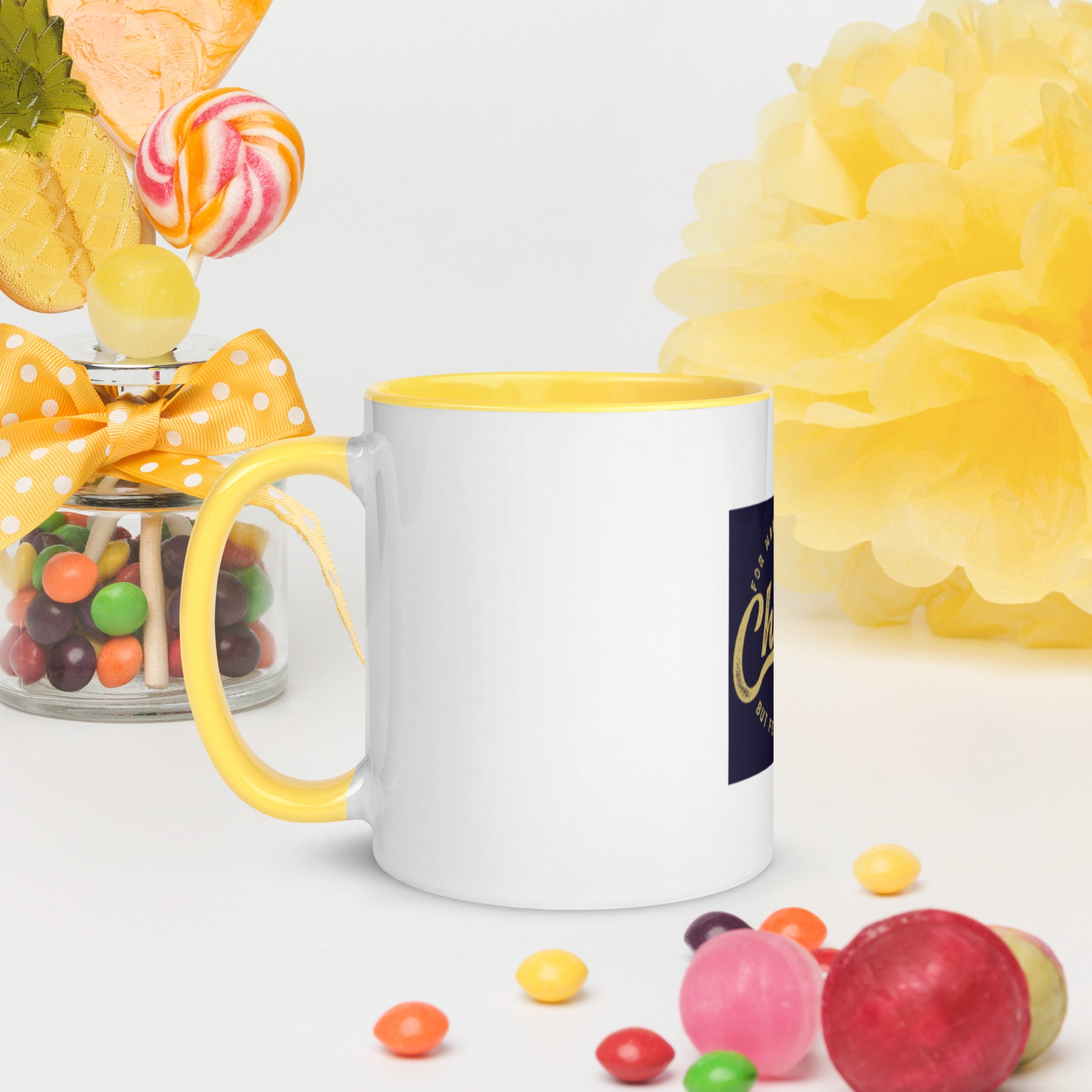 Custom Religious Coffee Mug with Color yellow gold  Inside