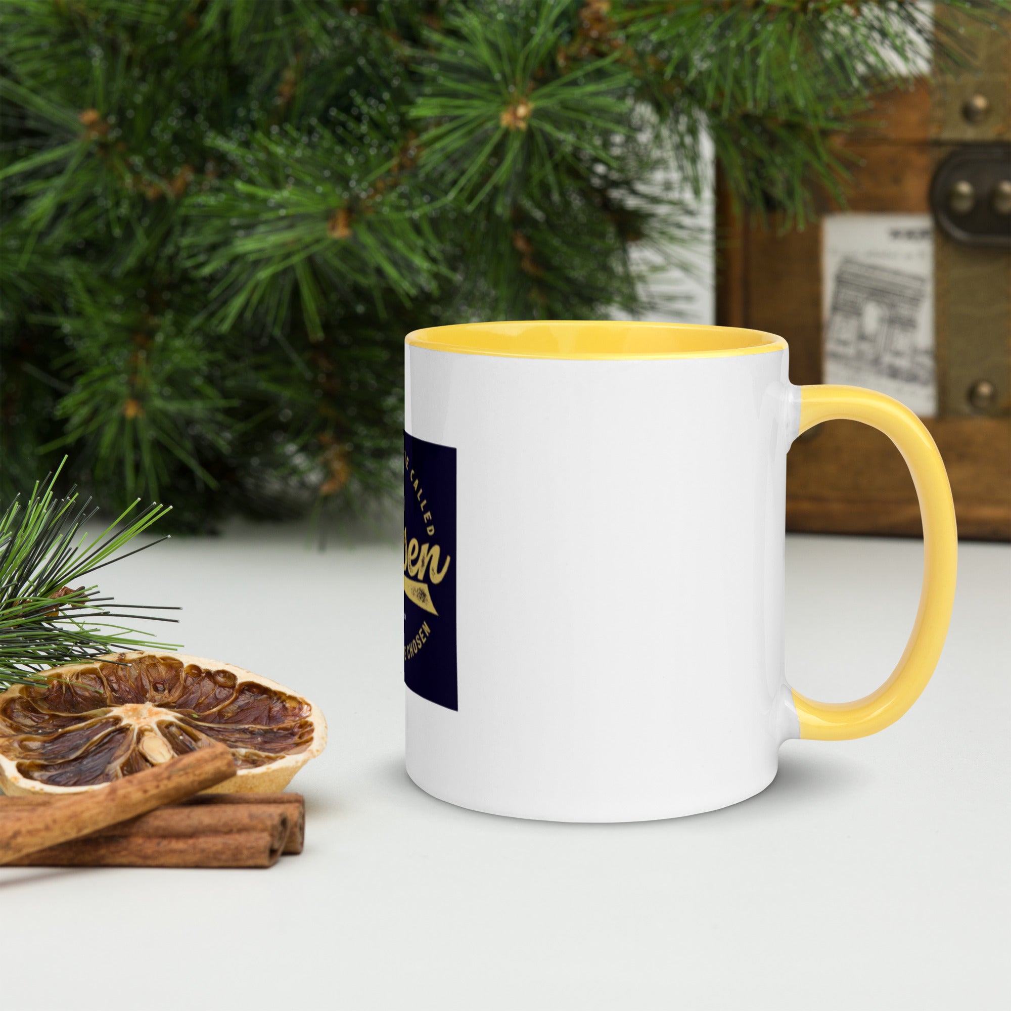 Custom Religious Coffee Mug with Color yellow gold  Inside